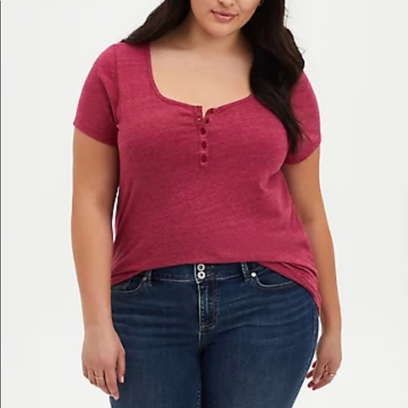 torrid Tops - Red Henley Tee❤️‍🔥